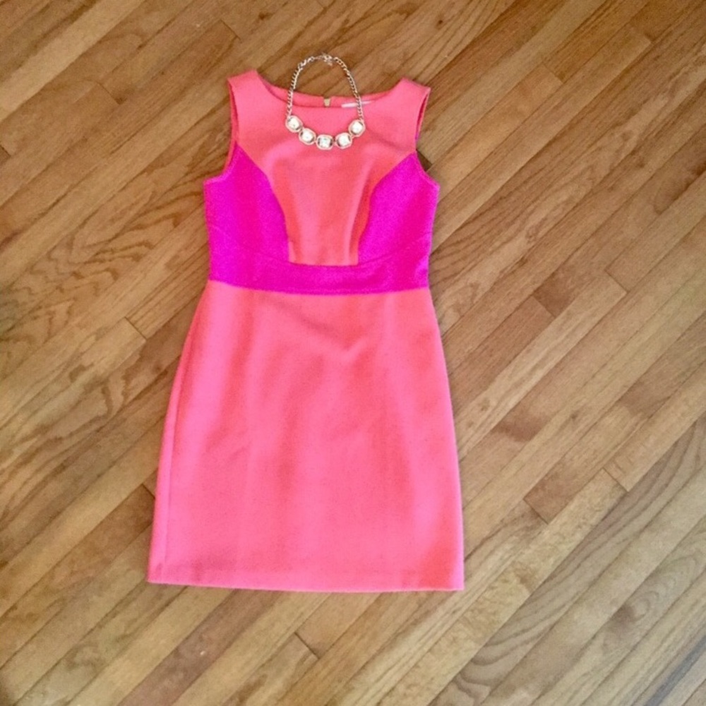 Coral and pink Loft shift dress